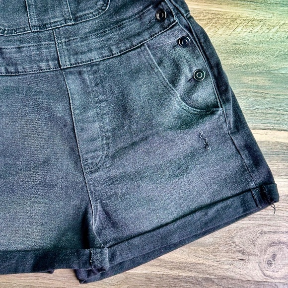 No Boundaries Junior Core Jean Romper Black Denim Overalls Shorts Size M (7–9) - Picture 9 of 15